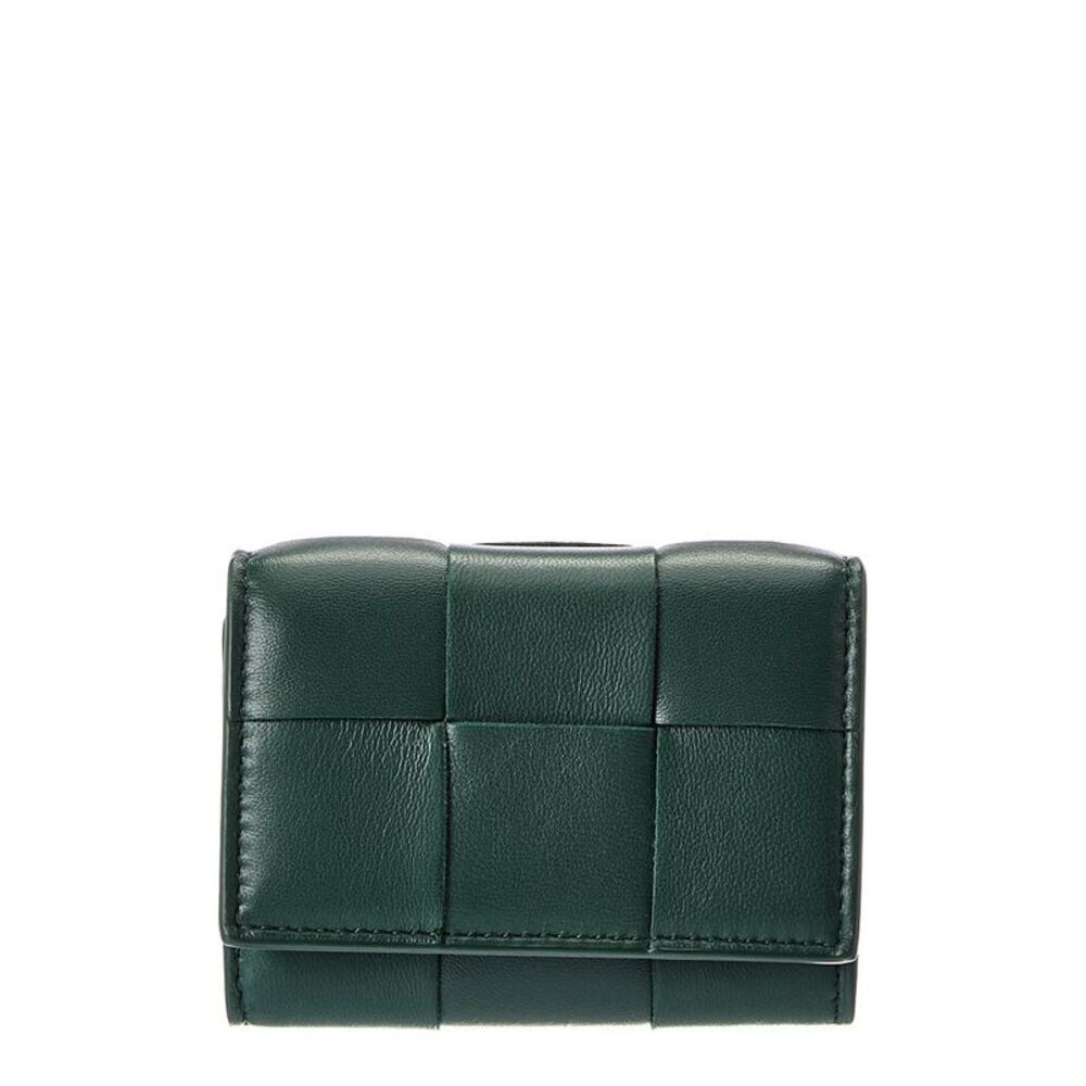 Bottega Veneta Envelope Small Intreccio Leather Card Case, Green